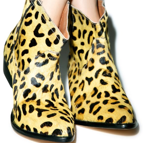 One Teaspoon Shoes - One Teaspoon Womens Le Rebel Leopard Pony Skin Leather Ankle Booties 7.5